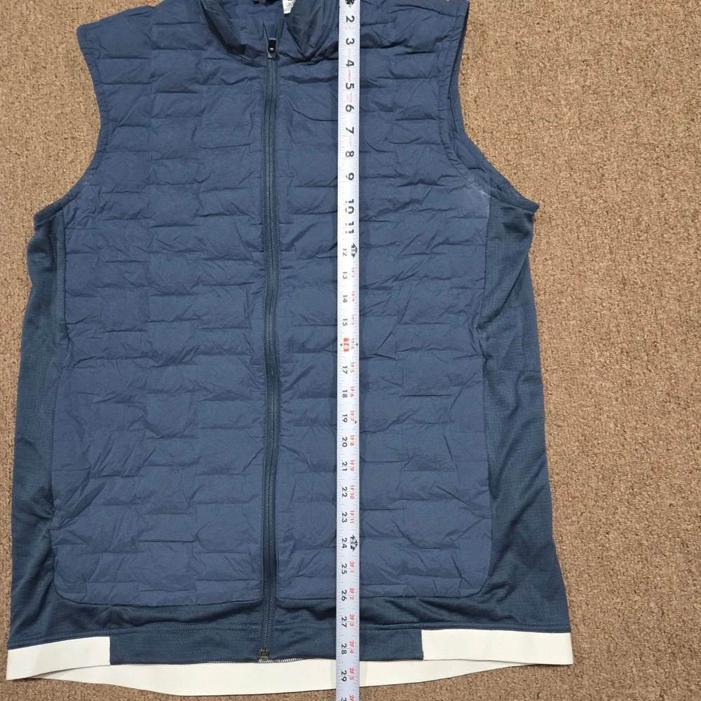 Adidas Puffer Vest Mens M Blue Frostguard Full Zip Quilted‎ Down Insulated Golf